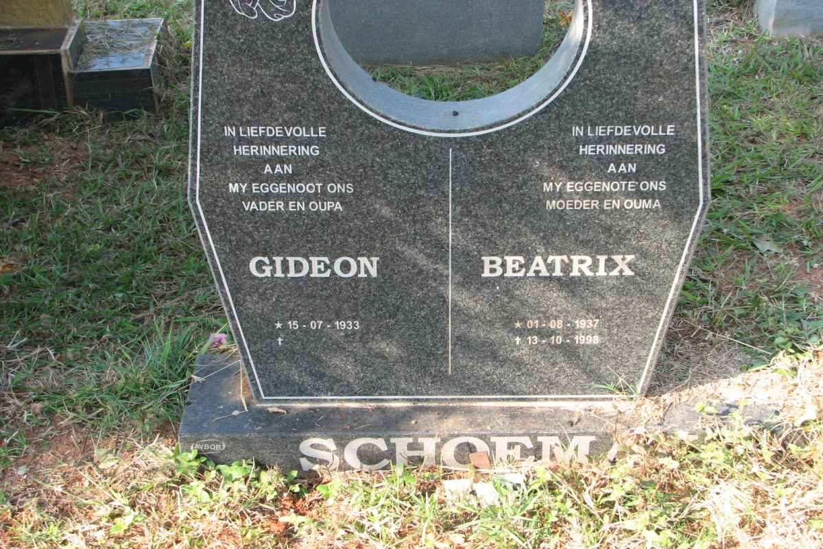 SCHOEMAN Gideon 1933- &amp; Beatrix 1937-1998