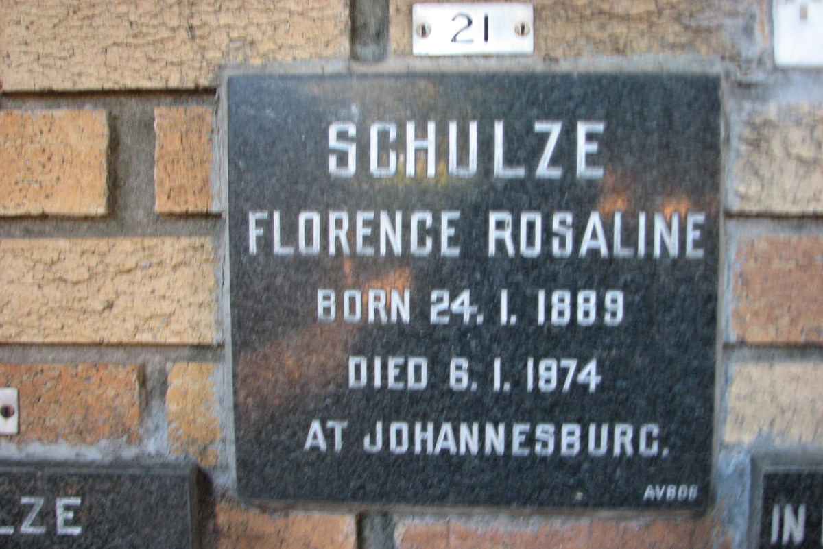 SCHULZE Florence Rosaline 1889-1974