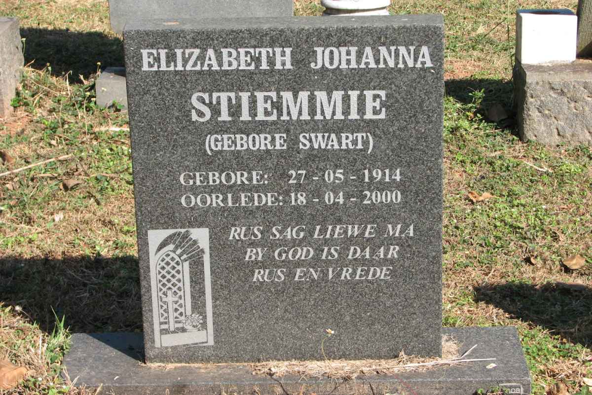 STIEMMIE Elizabeth Johanna nee SWART 1914-2000
