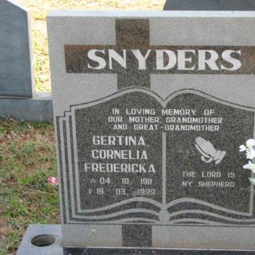 SNYDERS Gertina Cornelia Fredericka 1911-1999