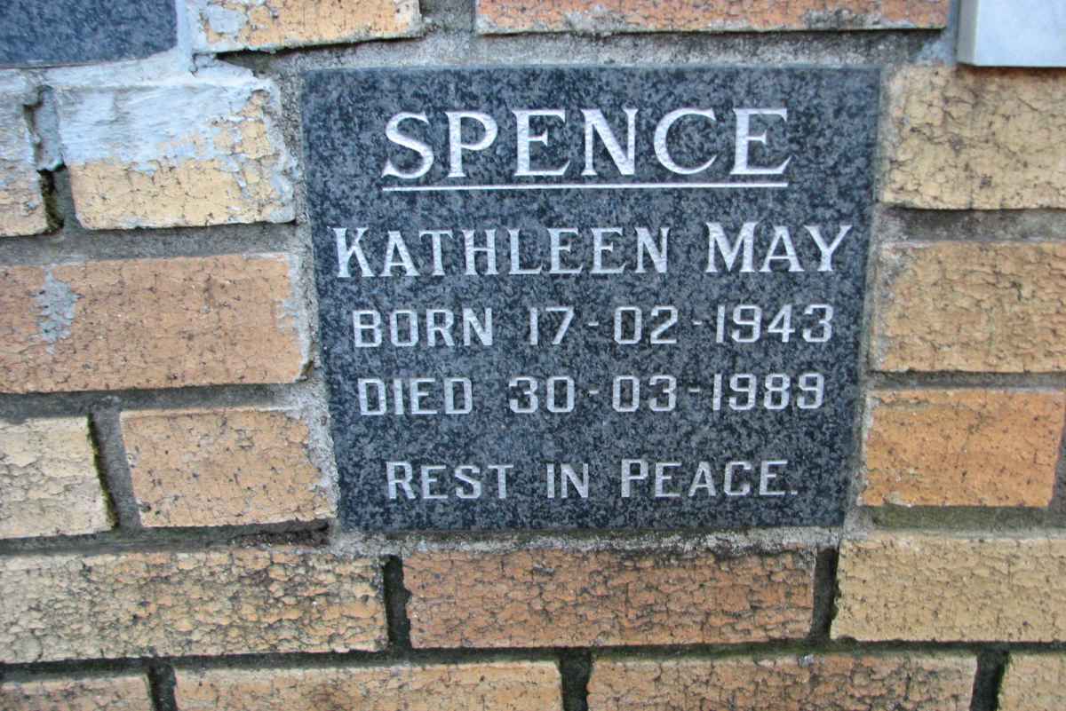 SPENCE Kathleen May 1943-1989