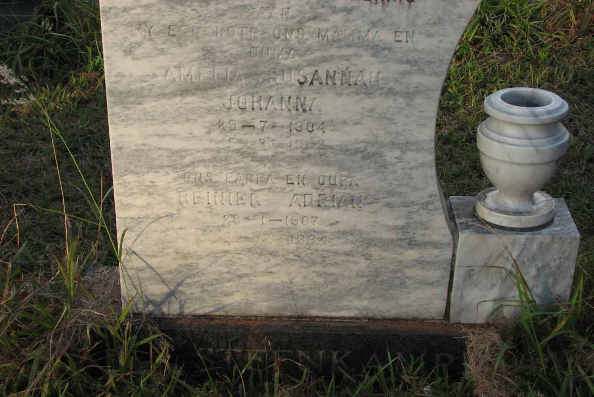 STEENKAMP Renier Adrian 1907-1984 &amp; Amelia Susannah Johanna 1904-1982