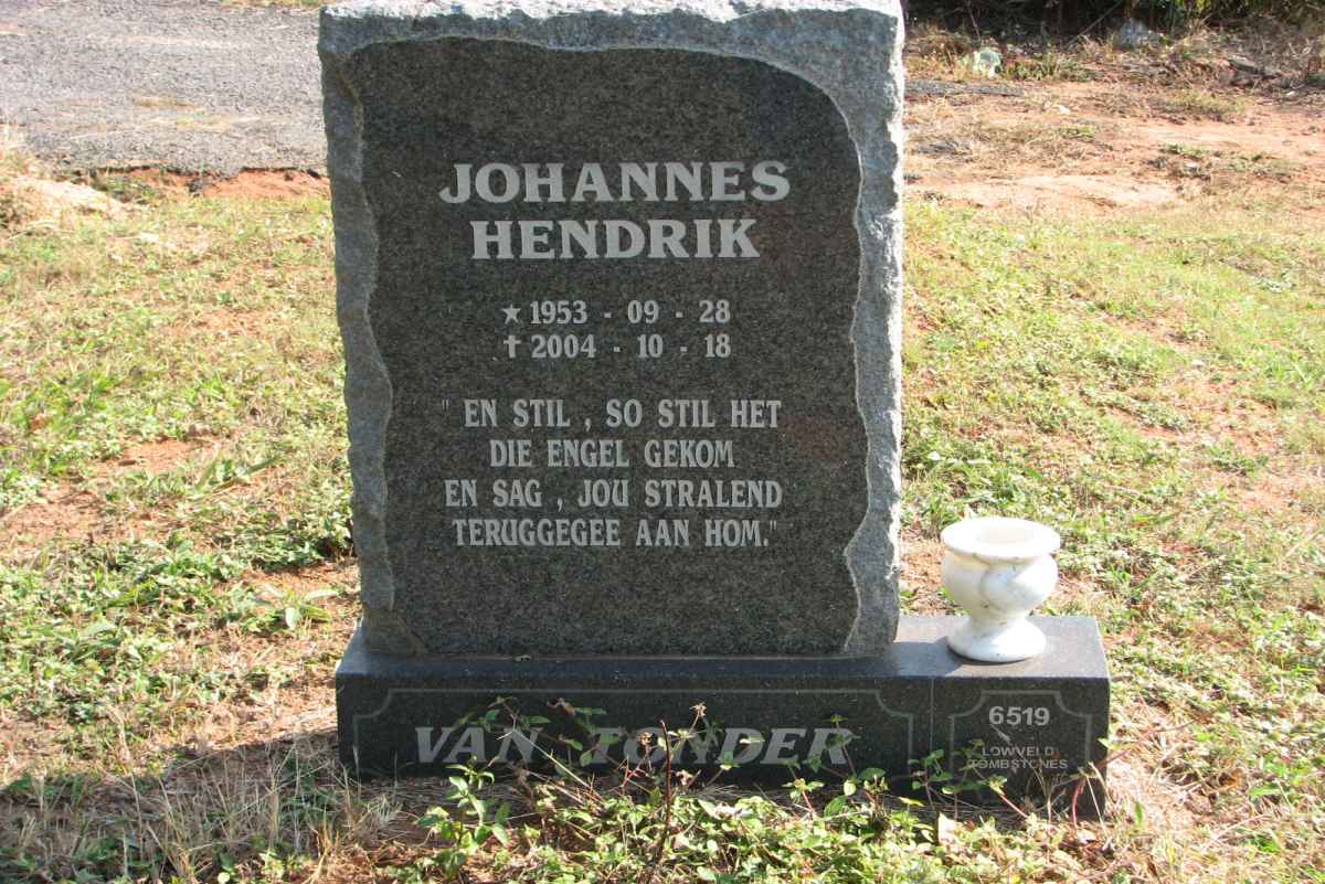 TONDER Johannes Hendrik, van 1953-2004