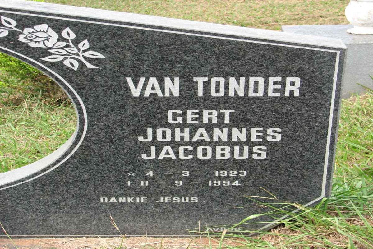 TONDER Gert Johannes Jacobus, van 1923-1994
