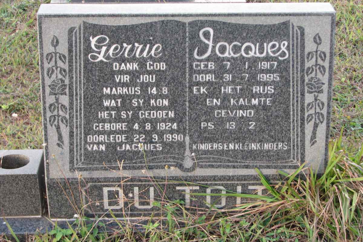 TOIT Jacques, du  1917-1995 &amp; Gerrie 1924-1990