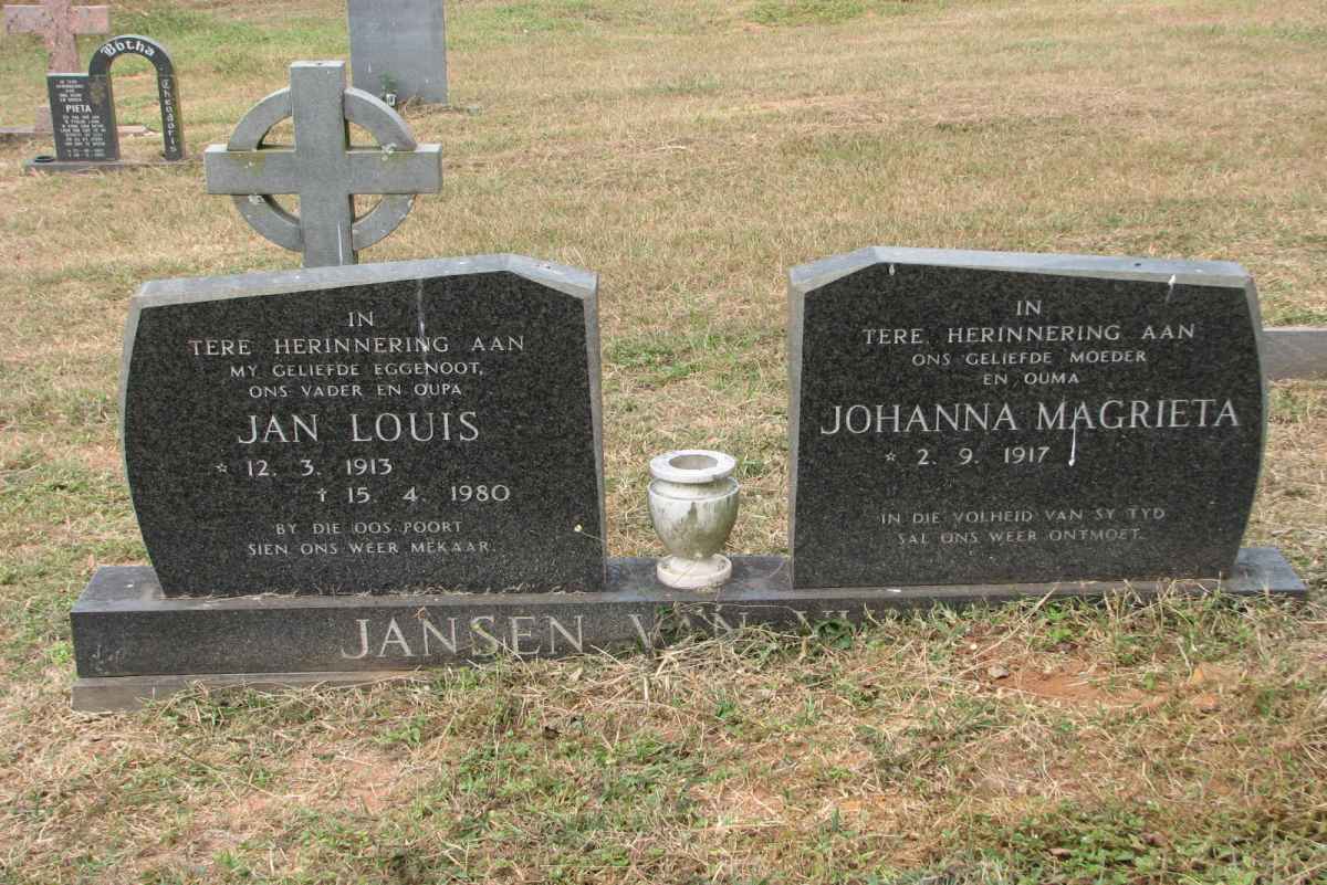 VUUREN Jan Louis, Jansen van 1913-1980 &amp; Johanna Magrieta 1917-