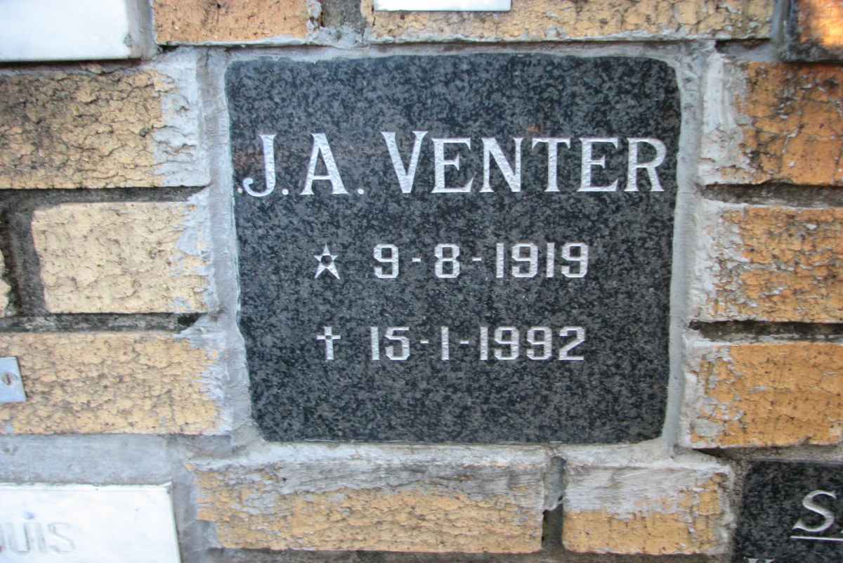 VENTER J.A. 1919-1992