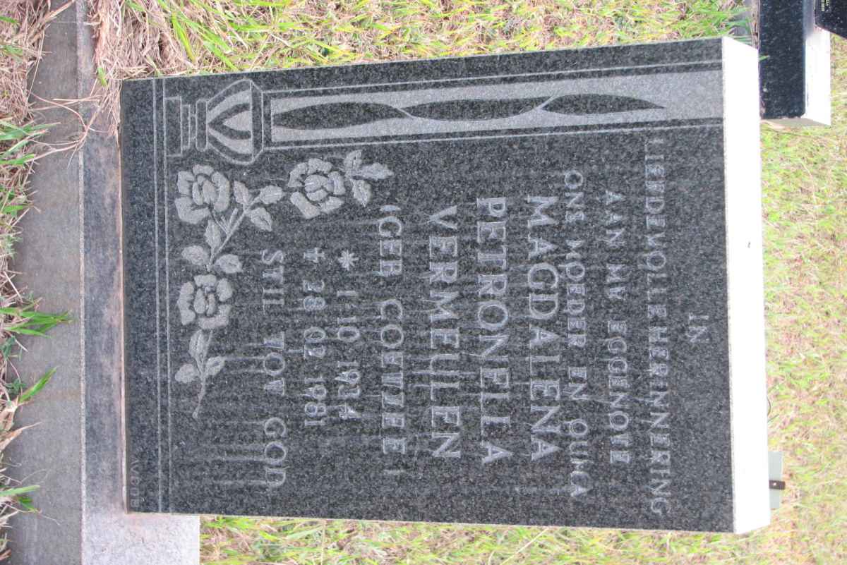 VERMEULEN Magdalena Petronella nee COETZEE 1934-1981