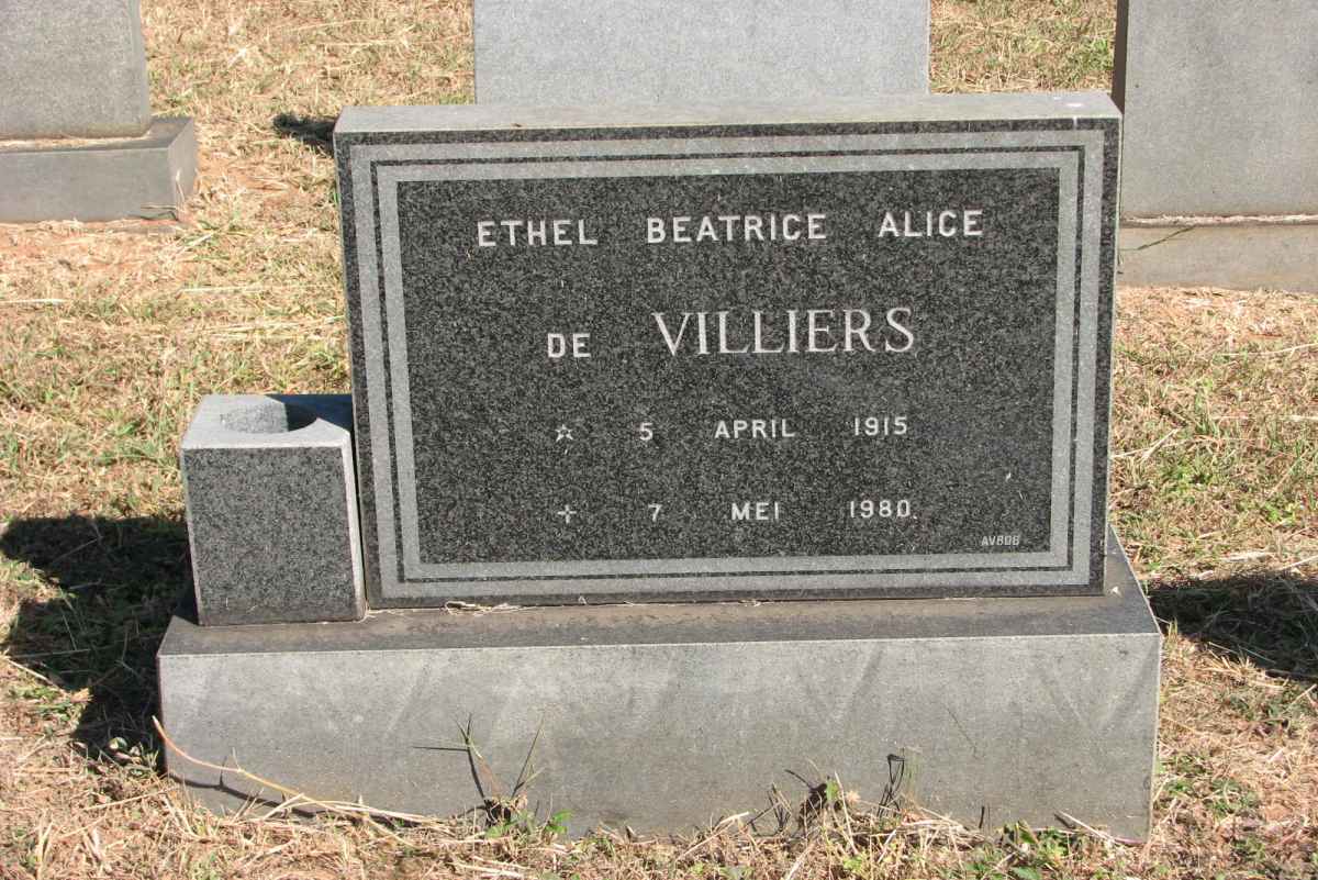 VILLIERS Ethel Beatrice Alice, de 1915-1980