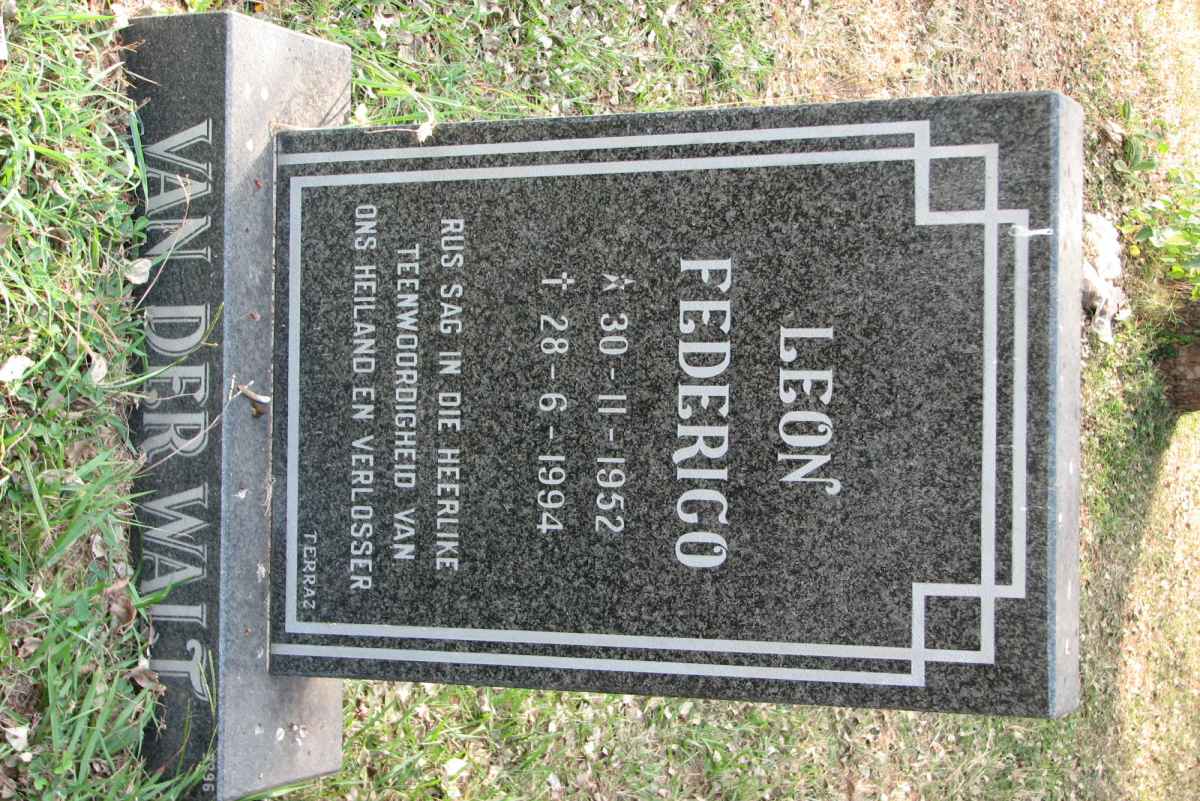 WALT Leon Federico, van der 1952-1994