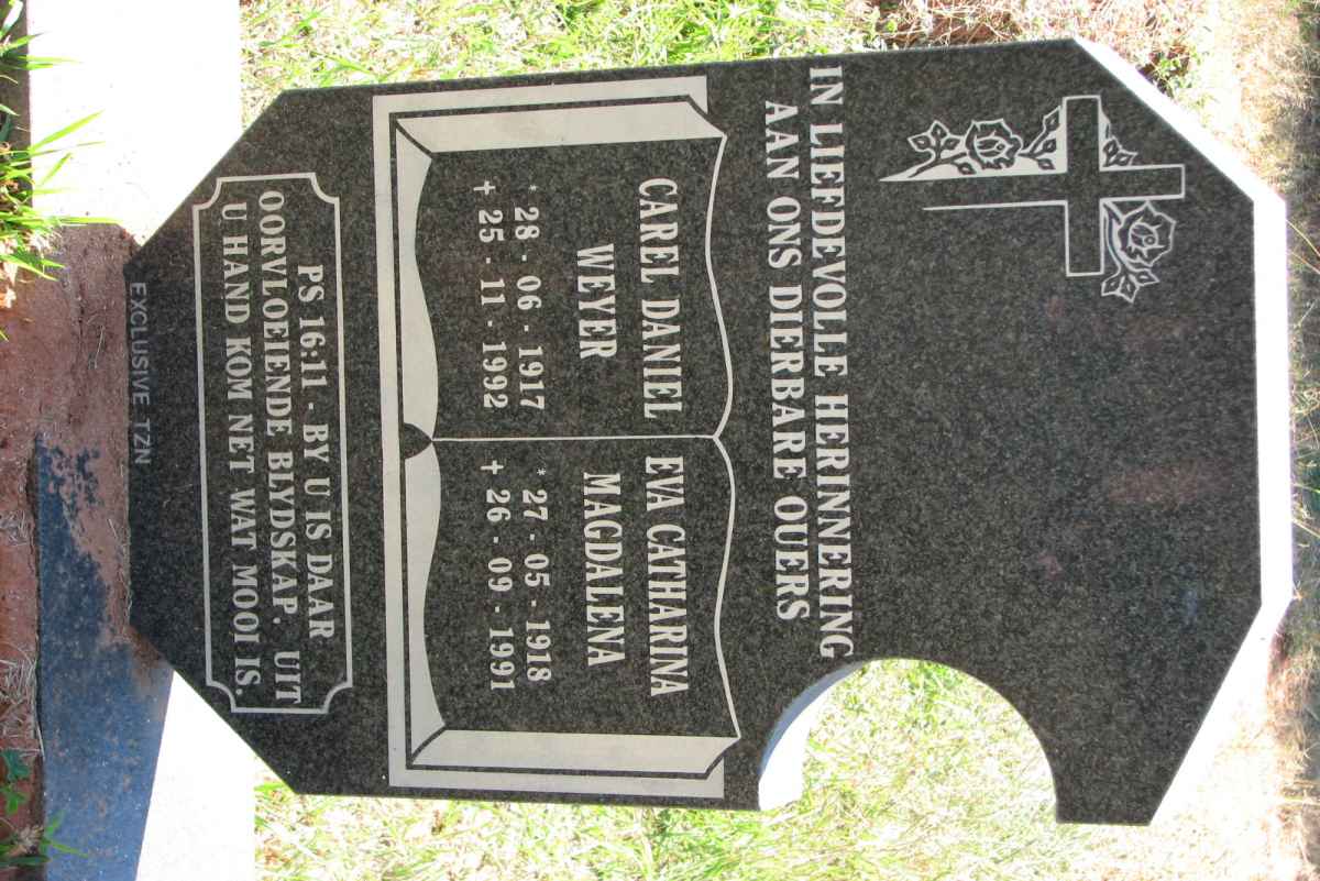 WEYER Carel Daniel 1917-1992 &amp; Eva Catharina Magdalena 1918-1991