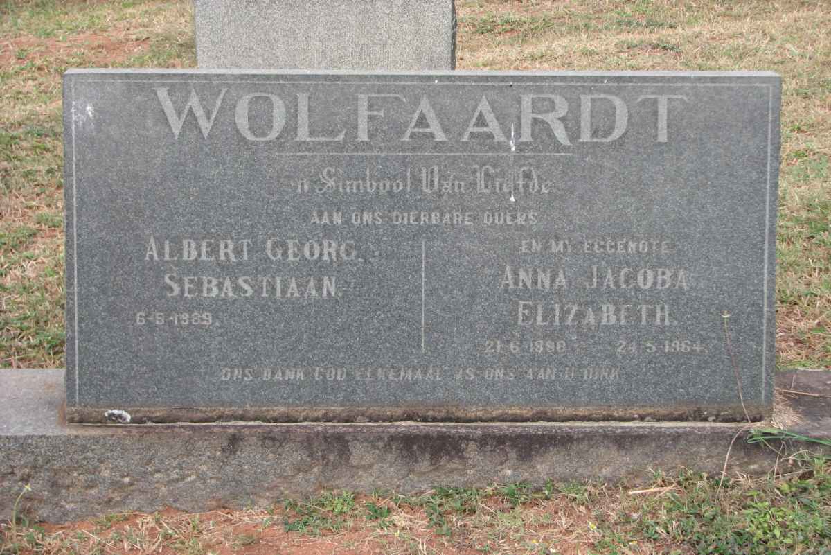 WOLFAARDT Albert George Sebastiaan 1889- &amp; Anna Jacoba Elizabeth 1888-1964