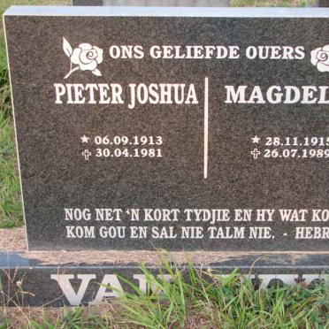 WYK Pieter Joshua, van 1913-1981 &amp; Magdelia 1915-1989