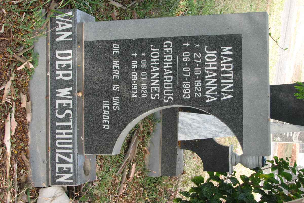 WESTHUIZEN Gerhardus Johannes, van der 1920-1974 &amp; Martina Johanna 1922-1993