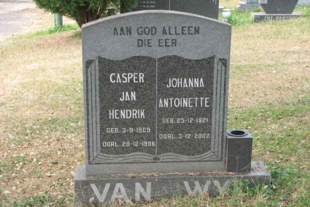 WYK Casper Jan Hendrik, van 1909-1986 &amp; Johanna Antoinette 1921-2002