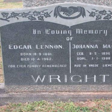 WRIGHT Edgar Lennon 1881-1962 &amp; Johanna Magdalena 1896-1988