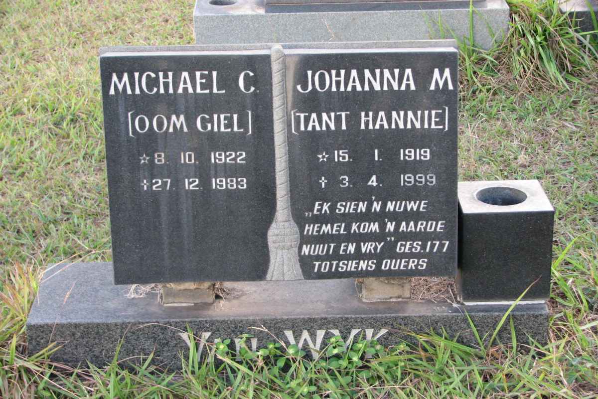 WYK Michael C., van 1922-1983 &amp;  Johanna M. 1919-1999