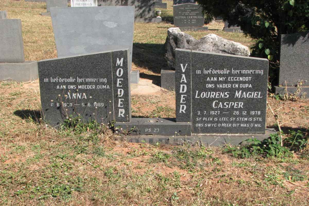 ? Lourens Magiel Casper 1927-1978 &amp; Anna 1920-1989