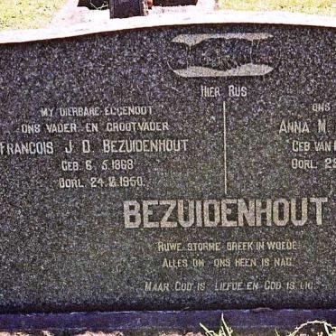 BEZUIDENHOUT Francois J.D. 1868-1950 &amp; Anna M.M. VAN RENSBURG 1874-1953