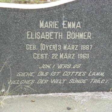 BÖHMER Johannes Heinrich Wilhelm 1877-1962 &amp; Marie Emma Elisabeth DYER 1887-1963