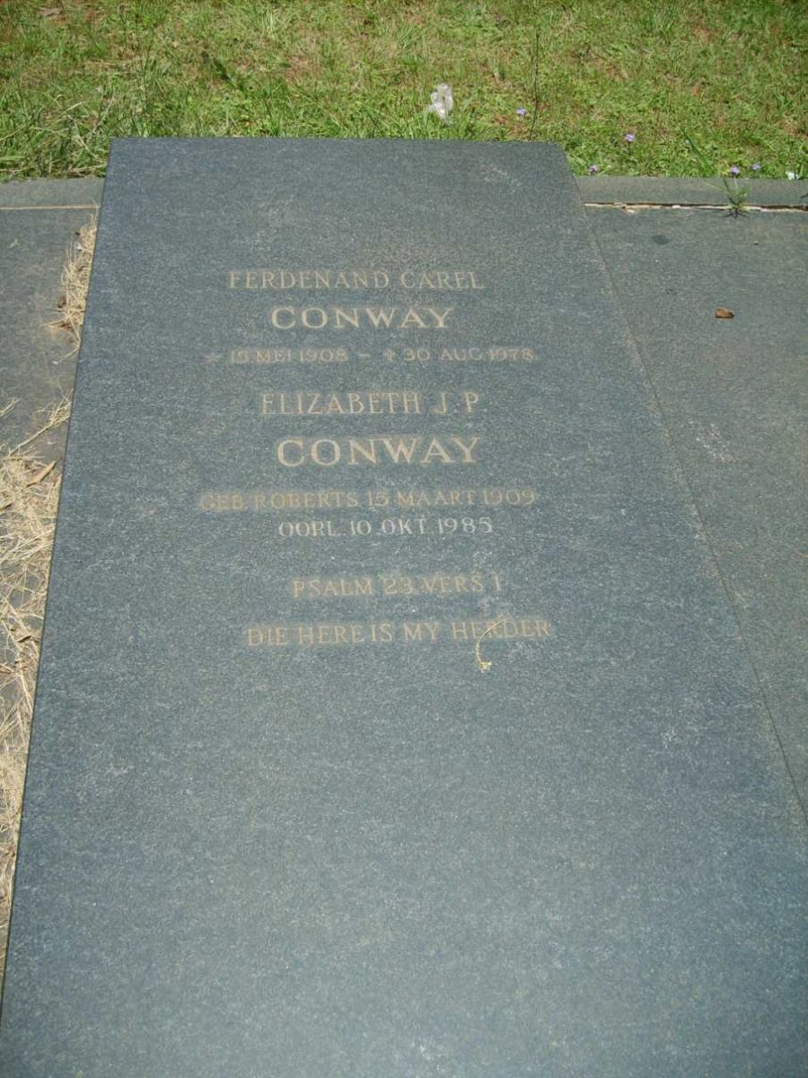CONWAY Ferdenand Carel 1908-1978 &amp; Elizabeth J.P. ROBBERTS 1909-1985