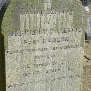GILLESPIE Margaret nee DUNCAN 1841-1913