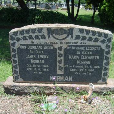 NORMAN James Evomy 1893-1962 &amp; Maria Elizabeth KASTEROP 1899-1960