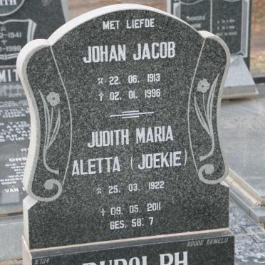 RUDOLPH Johan Jacob 1913-1996 &amp; Judith Maria Aletta 1922-2011