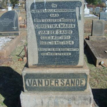 SANDE Christina Maria, van der 1851-1934