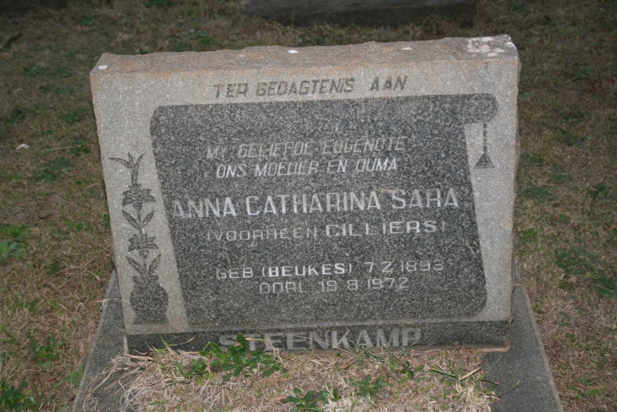 STEENKAMP Anna Catharina Sara voorheen CILLIERS nee BEUKES 1893-1972