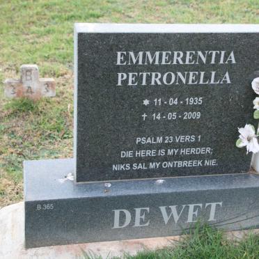 WET Emmerentia Petronella, de 1935-2009