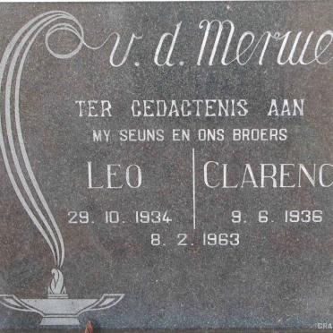 MERWE Leo, v.d. 1934-1963 :: V.D. MERWE Clarence 1936-1963