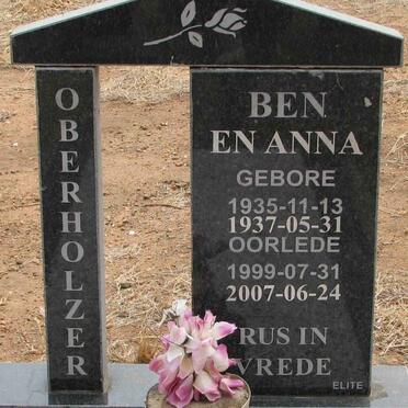 OBERHOLZER Ben 1935-1999 &amp; Anna 1937-2007