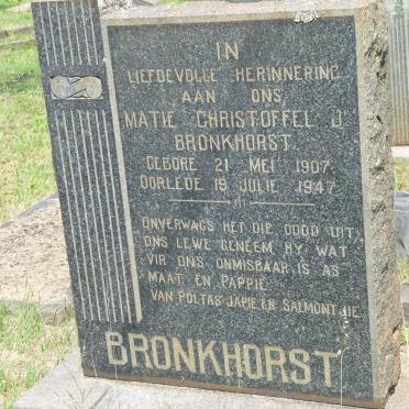 BRONKHORST Matie Christoffel J. 1907-1947