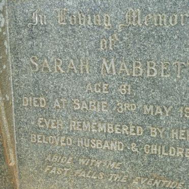 MABBETT Sarah -1938