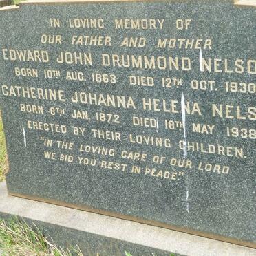NELSON Edward John Drummond 1863-1930 &amp; Catherine Johanna Helene 1872-1938