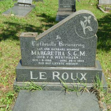 ROUX Margretha S.G.M., le nee V.D. WESTHUIZEN 1908-1963