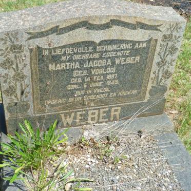 WEBER Martha Jacoba nee VOSLOO 1887-1949