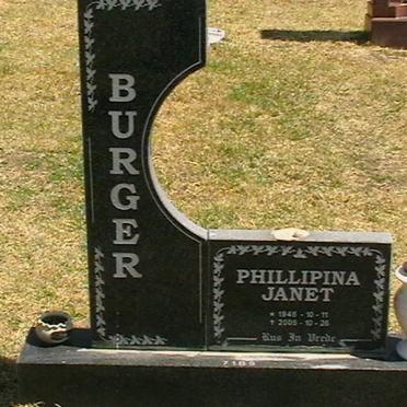 BURGER Phillipina Janet 1946-2005