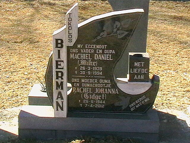 BIERMAN Machiel Daniel 1939-1994 &amp; Rachel Johanna 1944-2012