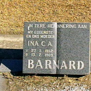 BARNARD Ina C.A. 1952-1989