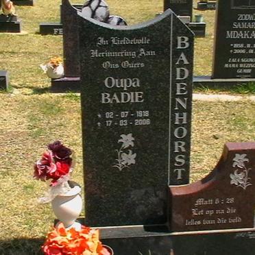 BADENHORST Badie 1918-2006