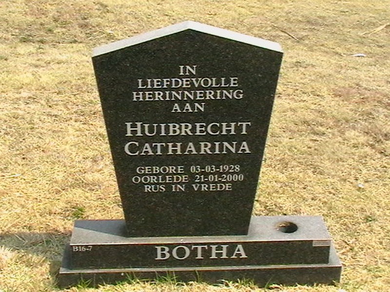 BOTHA Huibrecht Catharina 1928-2000