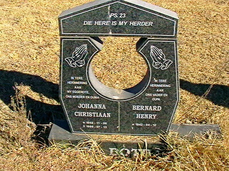 BOTHA Bernard Henry 1942- &amp; Johanna Christiaan 1948-1999
