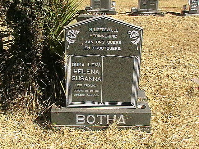 BOTHA Helena Susanna nee GREYLING 1941-2001