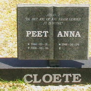 CLOETE Peet 1944-2006 &amp; Anna 1948-