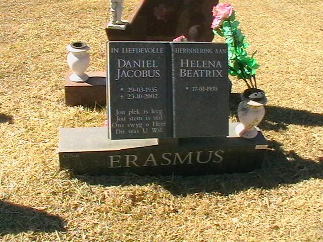 ERASMUS Daniel Jacobus 1935-2002 &amp; Helena Beatrix 1939-