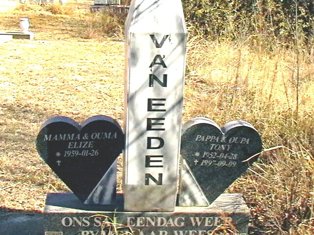 EEDEN Tony, van 1952-1997 &amp; Elize 1959-