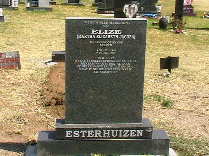 ESTERHUIZEN Martha Elizabeth Jacoba 1952-2011