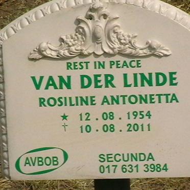 LINDE Rosiline Antonetta, van der 1954-2011